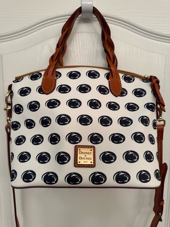 Dooney & Bourke Handbags - Dooney & Bourke Penn State Nittany Lion White with Navy Logo Print Crossbody Bag